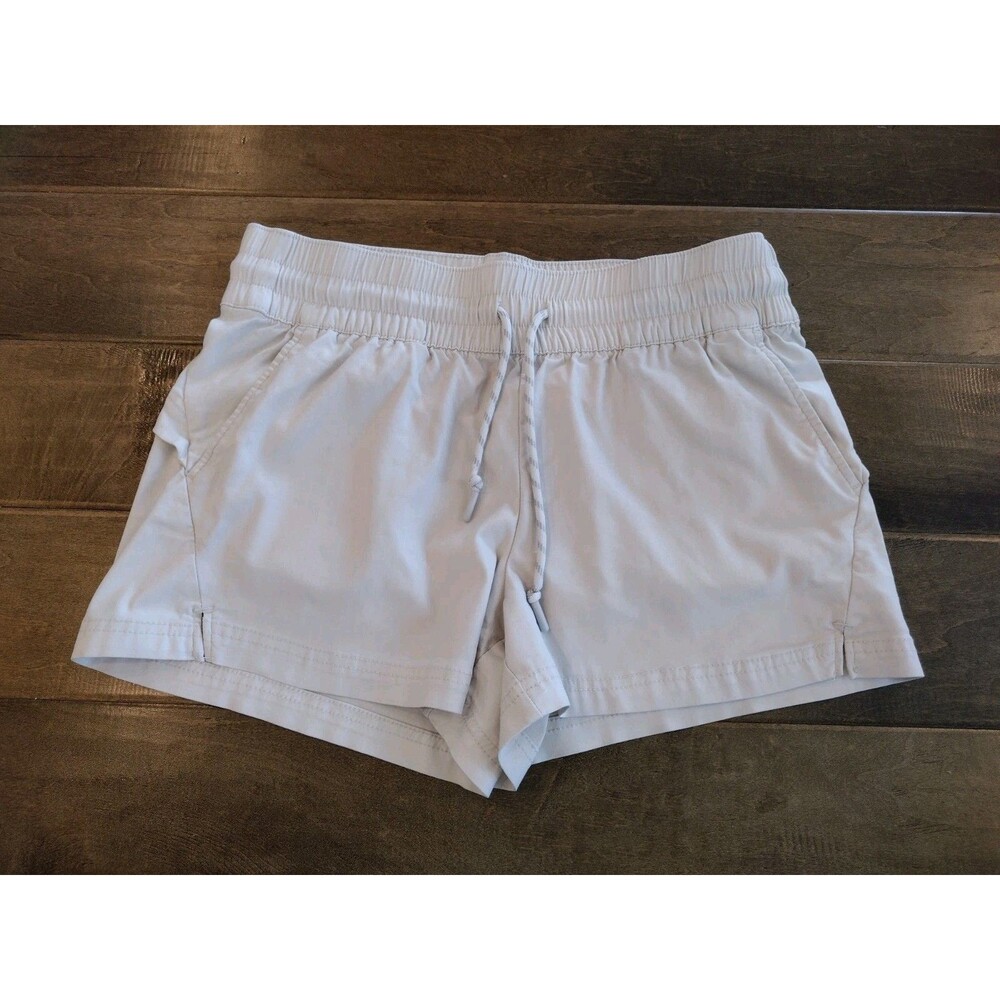 AVALANCHE Women's khaki beige drawstring 3.5" stretch shorts pockets - M